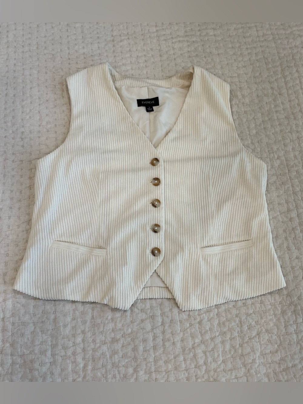 Evereve Ivory Button-Down Vest